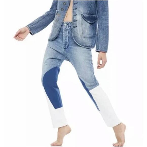 NEW Sandrine Rose X Free People Women's High Waist Patch Jeans Size 25 - Picture 3 of 8